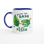 You're The Basil To My Pesto, Valentine - White 11oz Ceramic Mug with Colour Inside Ceramic Blue Colour 11oz Mug Food Globally Fulfilled Love