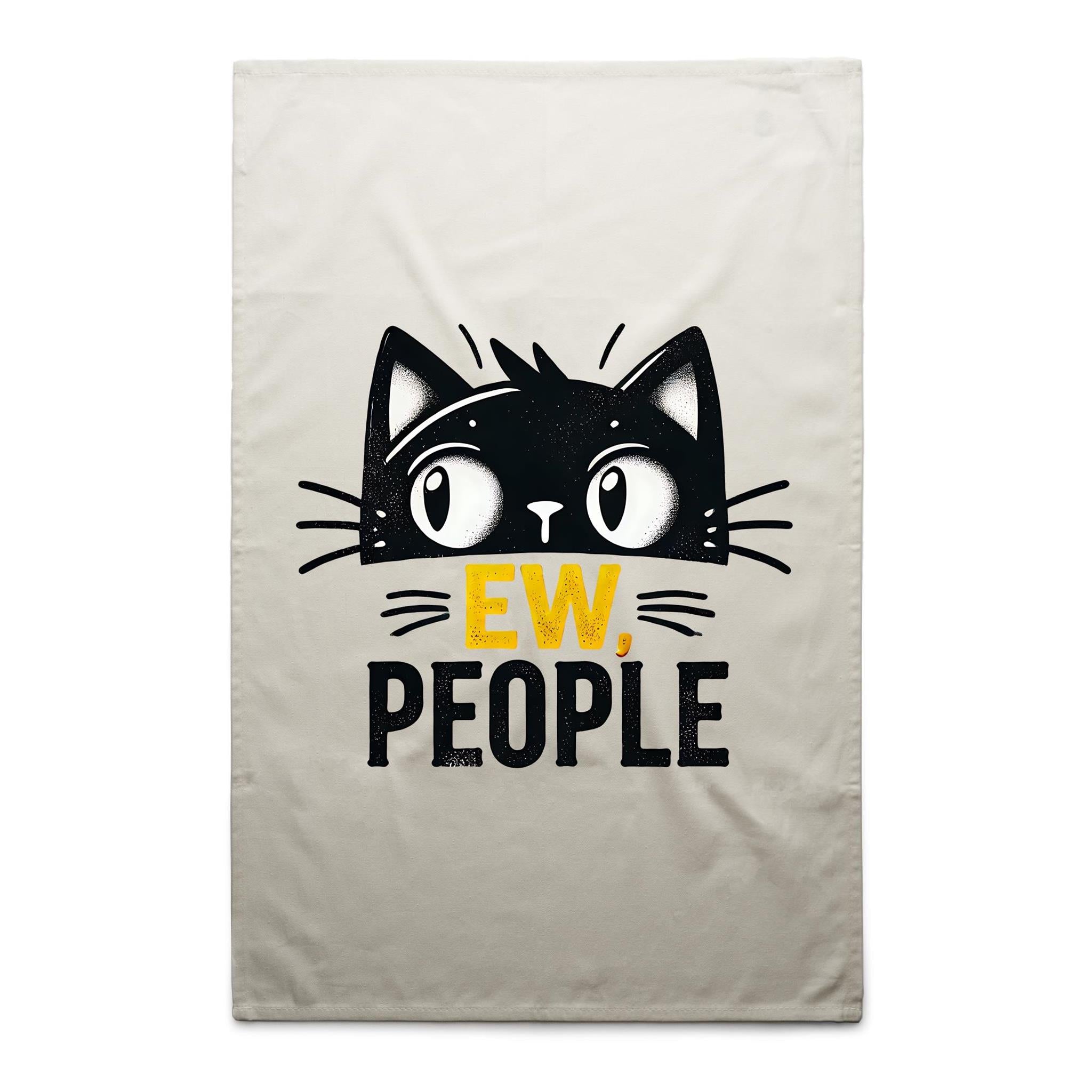 Ew People, Cat - AS Colour Tea Towel Cream One Size Tea Towel animal Printed In Australia