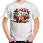 Santa By The Beach- Kids Youth T-shirt White Kids Christmas T-shirt Christmas Printed In Australia