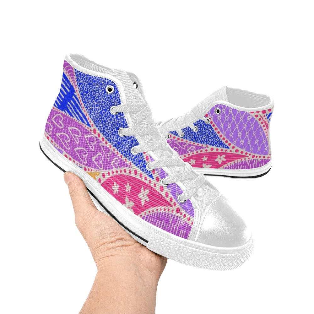 Pink Swirl - Women's High Top Canvas Shoes Womens Classic High Top Shoes Printed Offshore