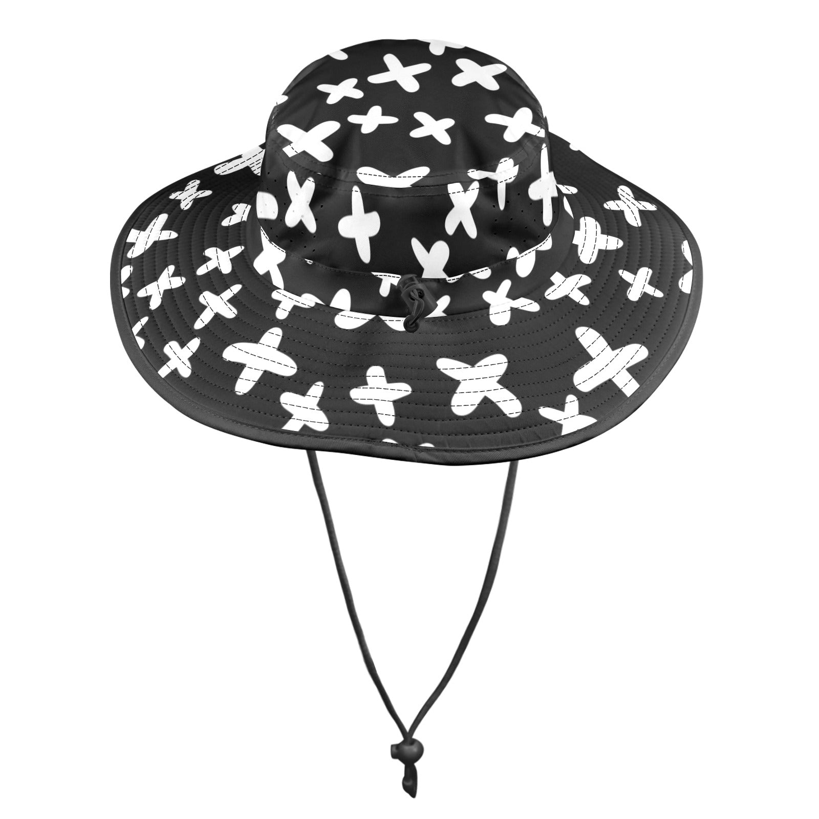 Black And White X's - Wide Brim Bucket Hat Wide Brim Bucket Hat Printed Offshore