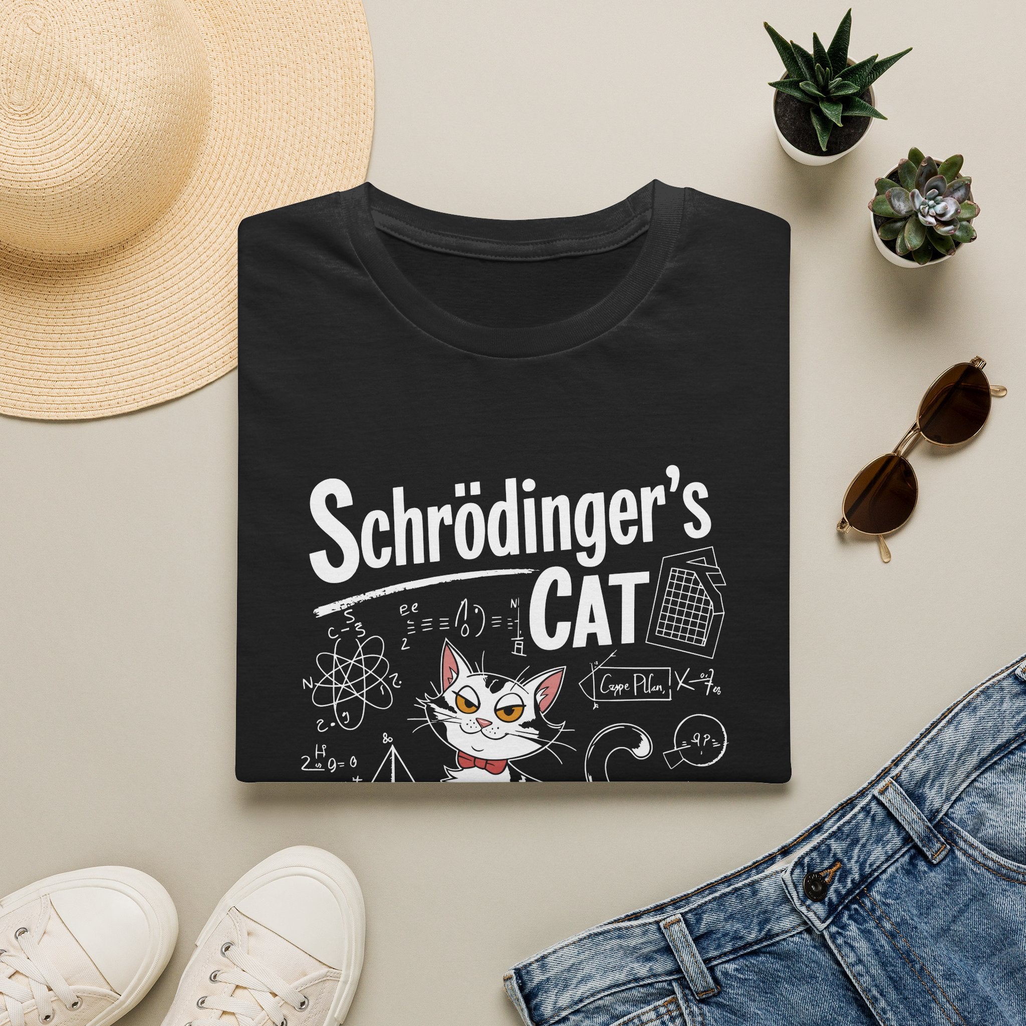 Schrödinger's Cat Escape Plan UnisexT-Shirt Unisex Adult T-shirt animal Globally Fulfilled Science