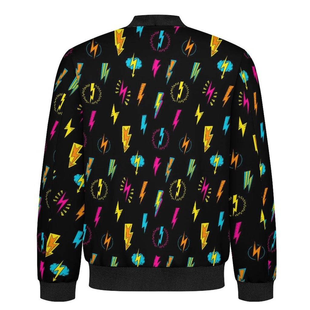 Fun Lightning Men's Casual Zip‑Up Bomber Jacket