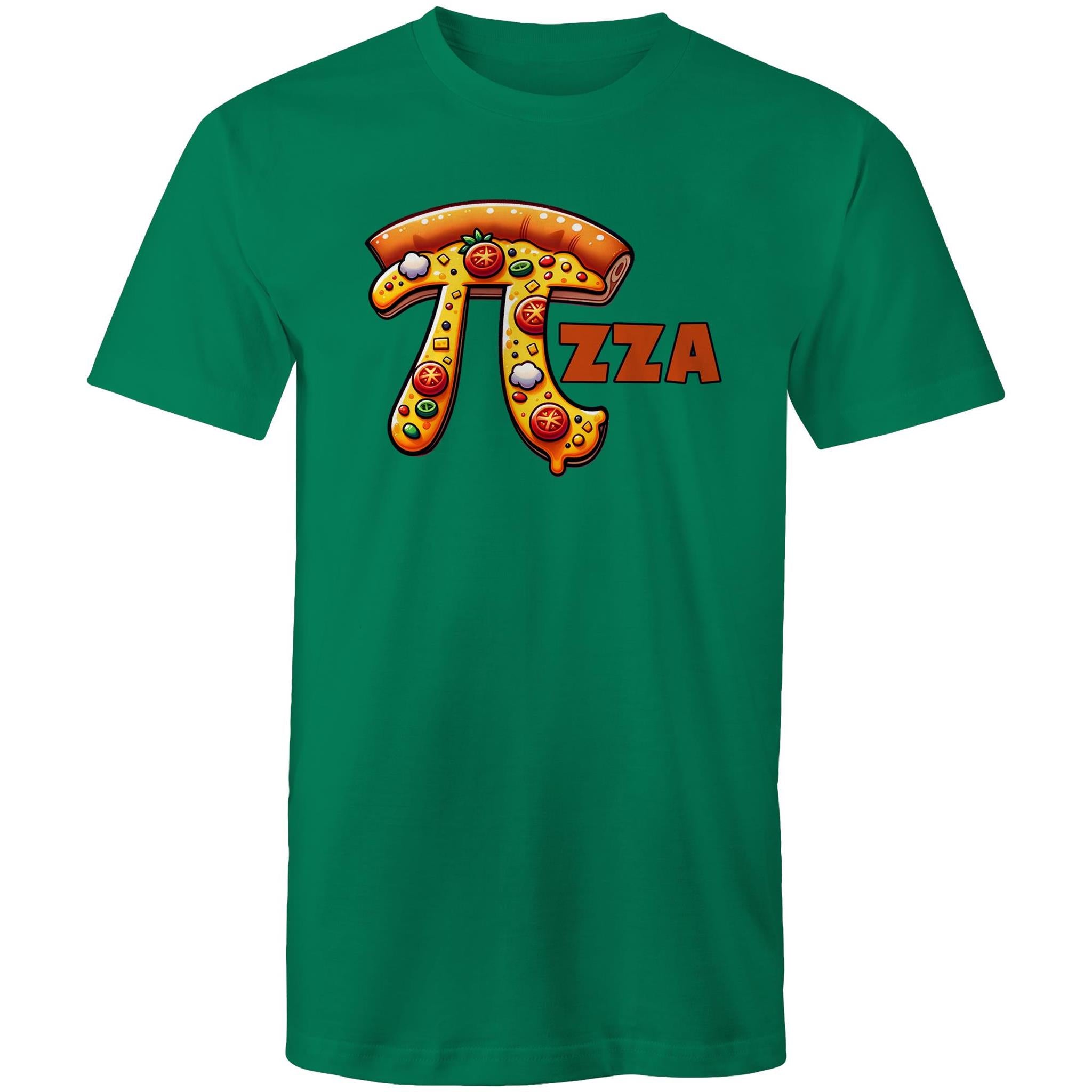 Pi Pizza - Mens T-Shirt Kelly Green Mens T-shirt Food Maths Printed In Australia Science