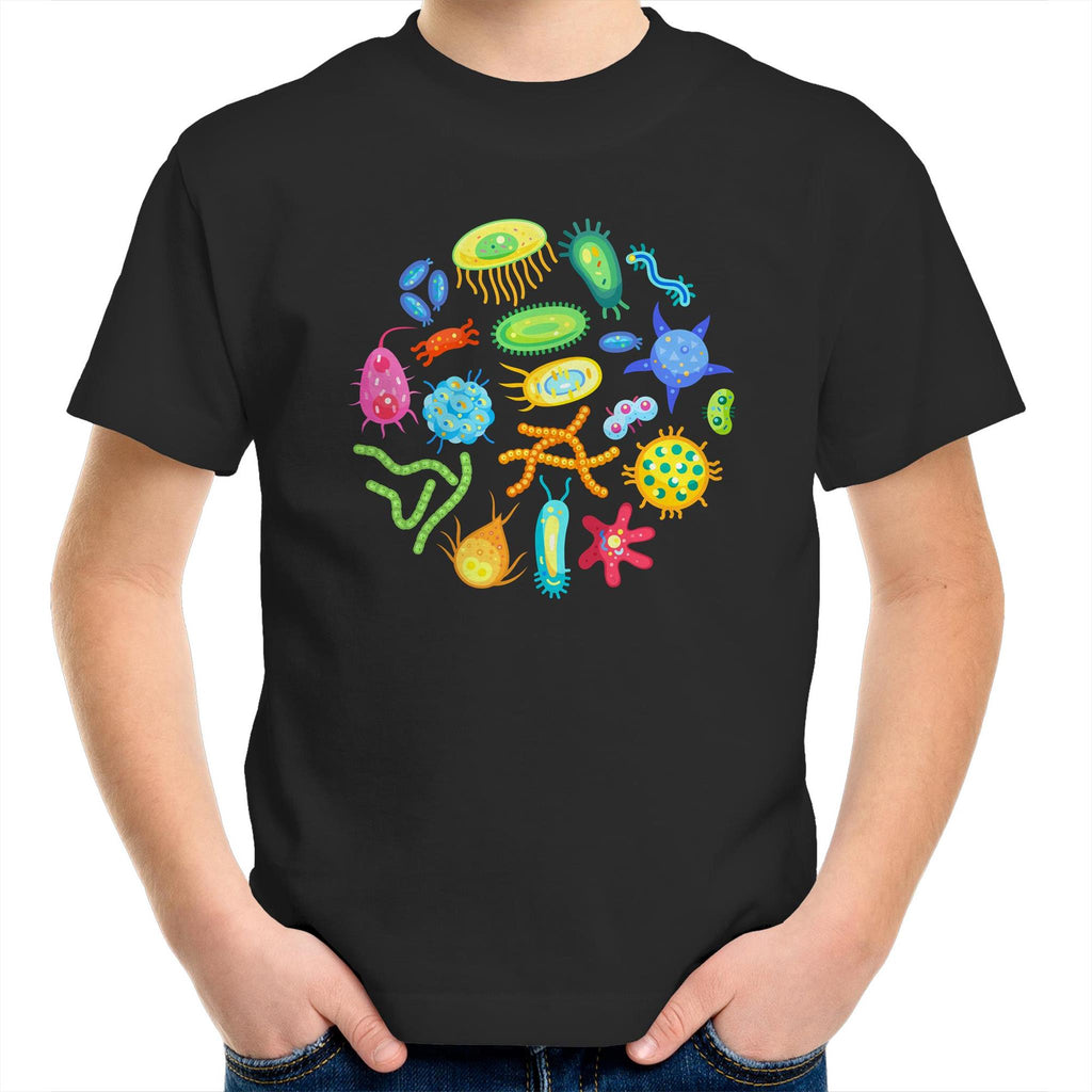 Under The Microscope, Science - Kids Youth T-Shirt Black Kids Youth T-shirt Printed In Australia Science