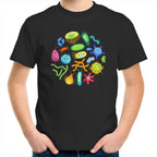Under The Microscope, Science - Kids Youth T-Shirt Black Kids Youth T-shirt Printed In Australia Science