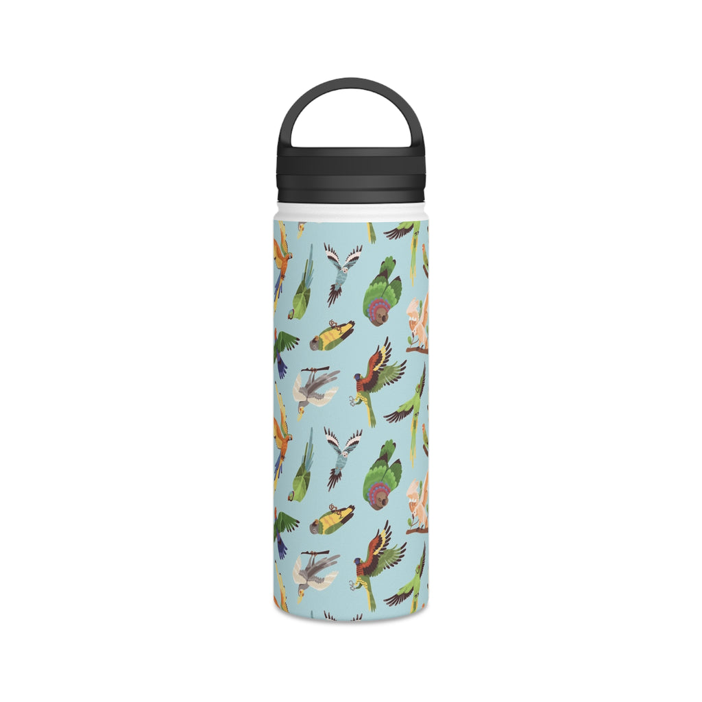 Parrots, Beautiful Colourful Birds Stainless Steel Water Bottle, Handle Lid Stainless Steel Water Bottle With Handle Lid Birds Globally Fulfilled