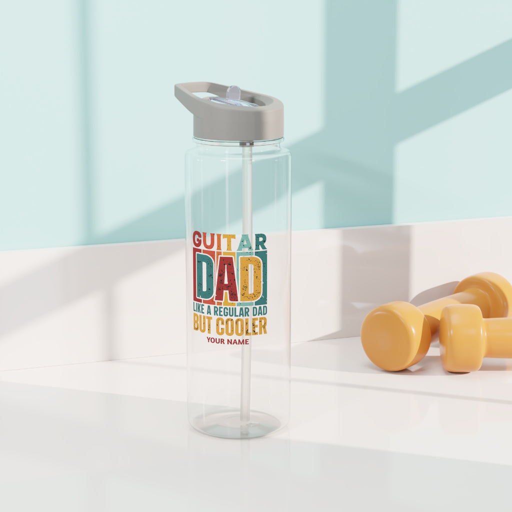 Personalised - Guitar Dad - Clear Tritan Water Bottle