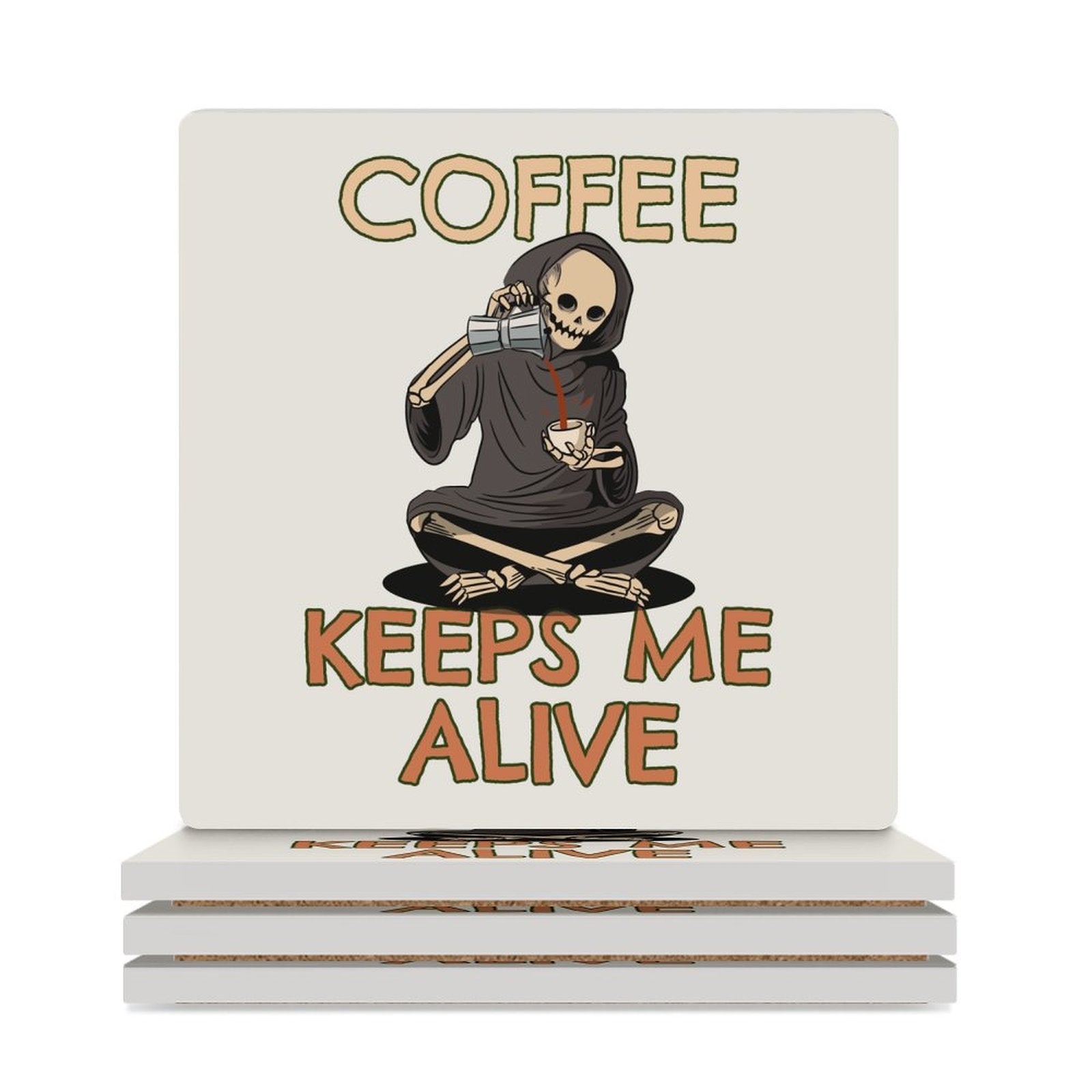 Coffee Keeps Me Alive - Ceramic Coasters (Square) white Ceramic Coasters Coffee Printed Offshore