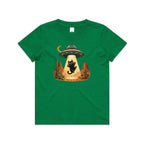 Black Cat Alien UFO Abduction Kids AS Colour T-shirt