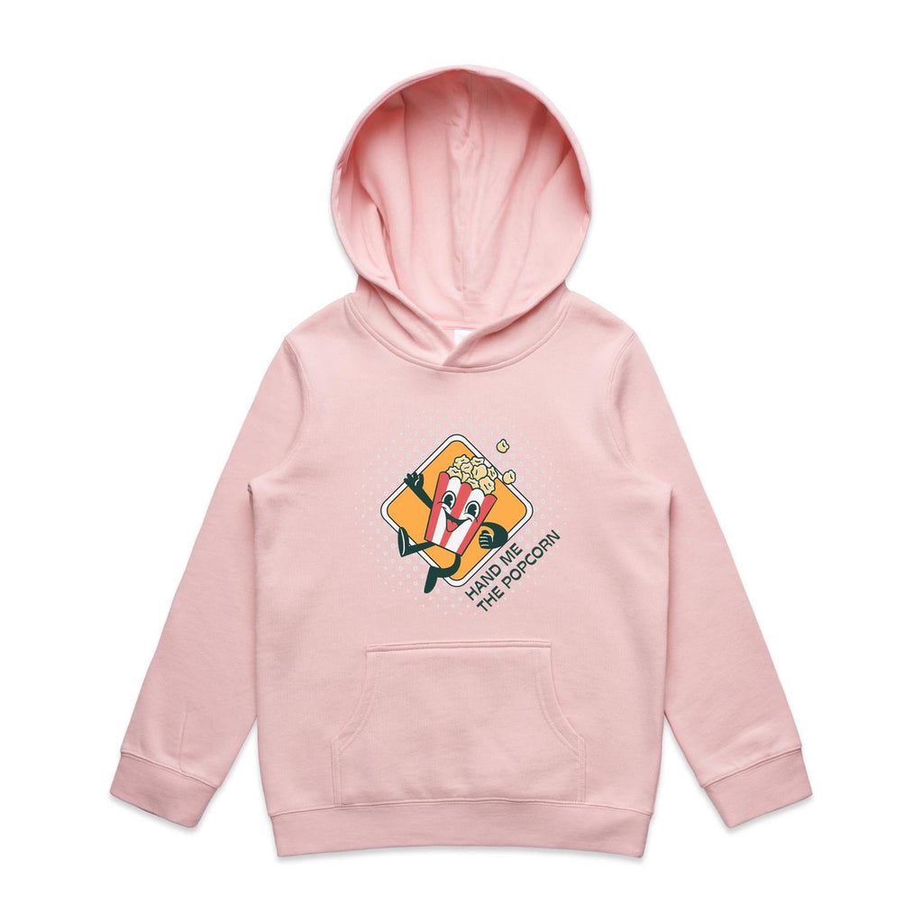 Hand Me The Popcorn - Kids Hoodie Pink Kids Hoodie Printed In Australia