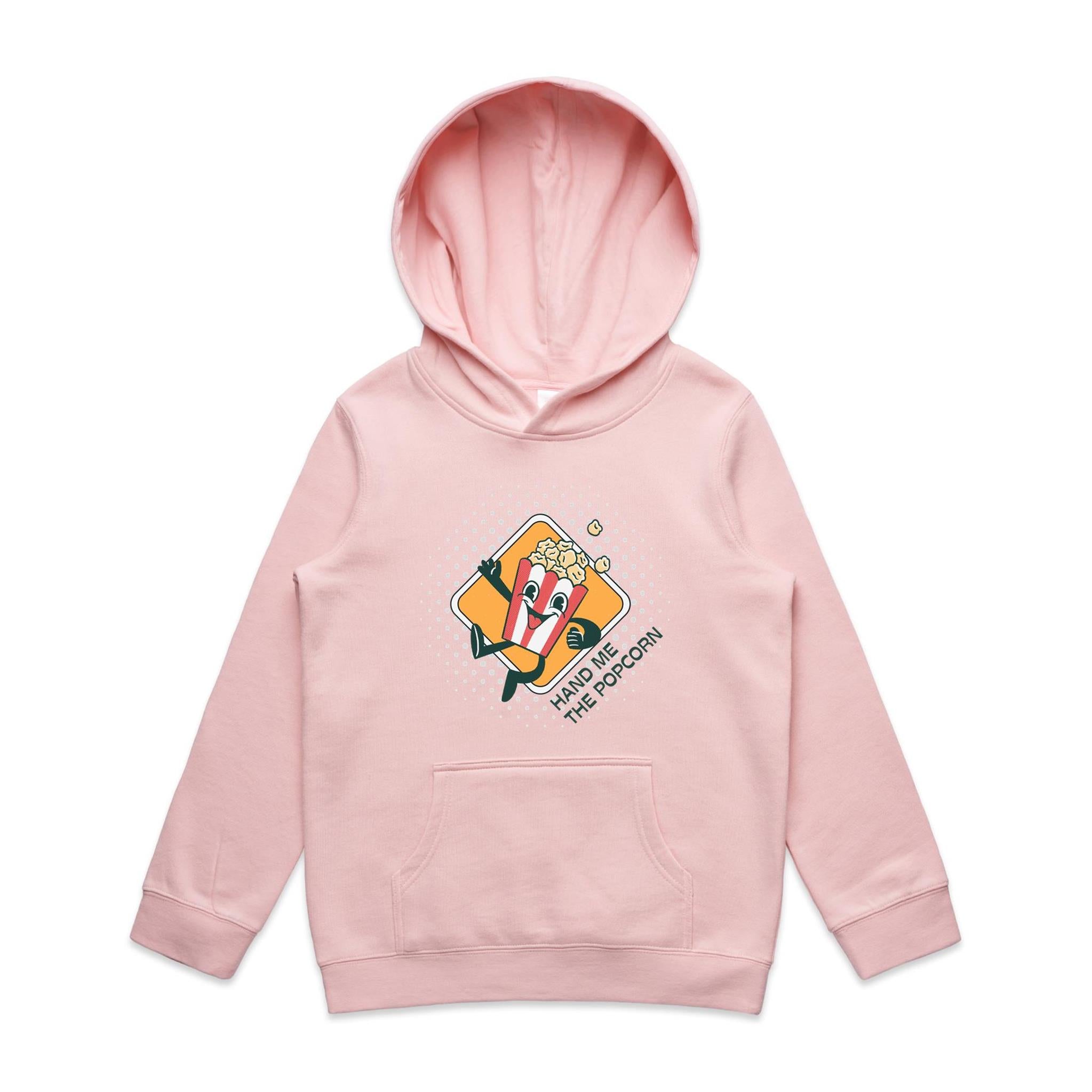 Hand Me The Popcorn - Kids Hoodie Pink Kids Hoodie Printed In Australia