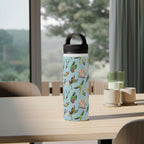 Parrots, Beautiful Colourful Birds Stainless Steel Water Bottle, Handle Lid Stainless Steel Water Bottle With Handle Lid Birds Globally Fulfilled
