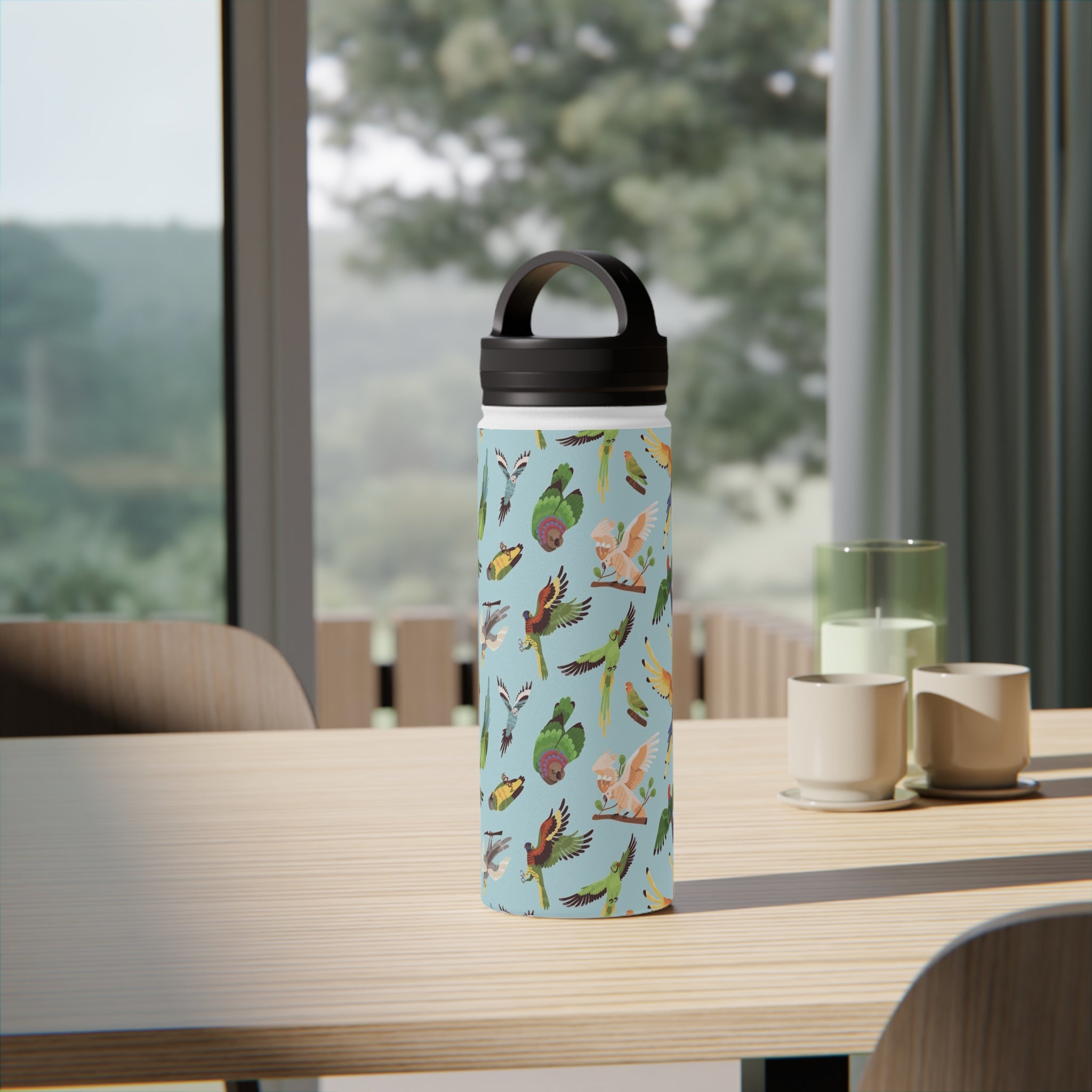 Parrots, Beautiful Colourful Birds - Stainless Steel Water Bottle, Handle Lid Stainless Steel Water Bottle With Handle Lid Globally Fulfilled