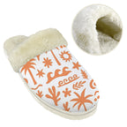 Orange Surf Men's Fur Trim Thick-Sole Indoor Slippers Men's Fur Trimmed Slippers Printed Offshore Surf