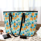 Pineapple Coconut PU Leather Tote Bag Large Leather Tote Bag-Large Food Printed Offshore