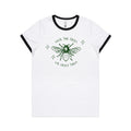 Save The Bees - Women's Ringer Tee White Black Womens Ringer T-shirt animal Environment Printed In Australia