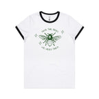 Save The Bees - Women's Ringer Tee White Black Womens Ringer T-shirt animal Environment Printed In Australia