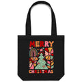 Merry Christmas - Canvas Tote Bag Black One Size Christmas Tote Bag Christmas Printed In Australia