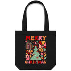 Merry Christmas - Canvas Tote Bag Black One Size Christmas Tote Bag Christmas Printed In Australia