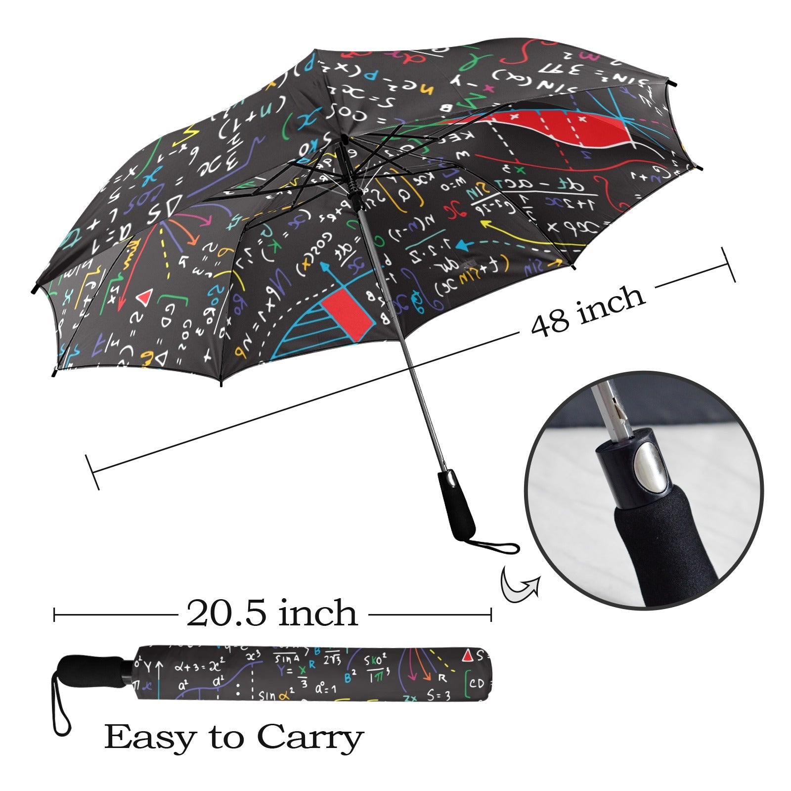 Colourful Maths Formulas - Semi-Automatic Foldable Umbrella (Model U12) Semi-Automatic Foldable Umbrella (U12)