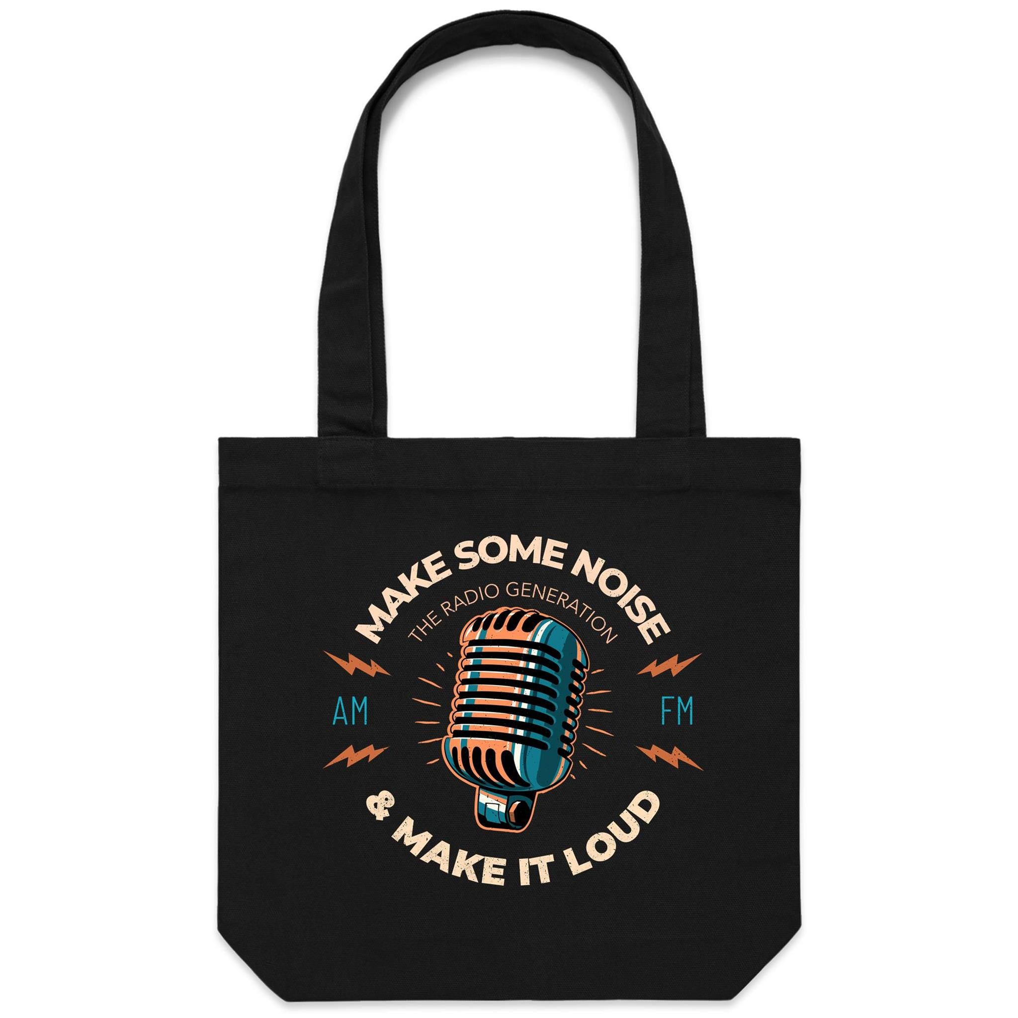 Make Some Noise, Retro Microphone - Canvas Tote Bag Default Title Tote Bag Printed In Australia