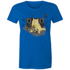 Cat Bass Player - Womens T-shirt Bright Royal Womens T-shirt animal Music Printed In Australia