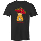 Here For The Cats, UFO - Mens T-Shirt Black Mens T-shirt animal Printed In Australia Sci Fi