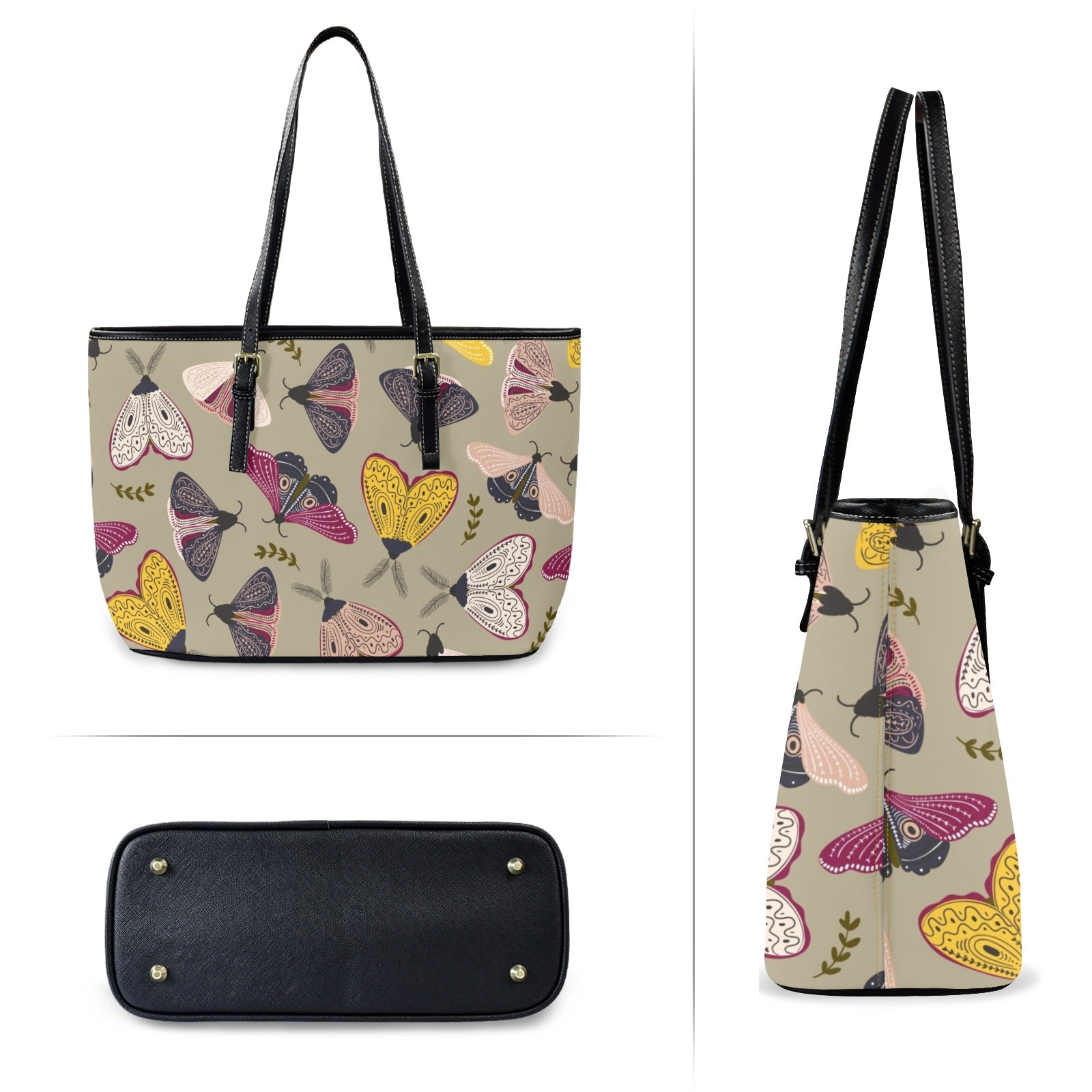 Pretty Moths PU Leather Tote Bag Large