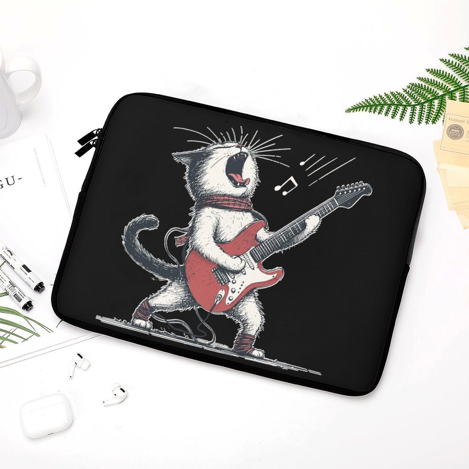 Cat Playing Guitar - Laptop Sleeve (Multiple Sizes)