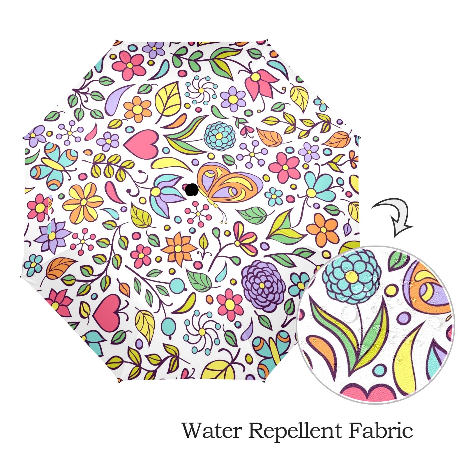 Hippie Butterfly And Flowers - Umbrella