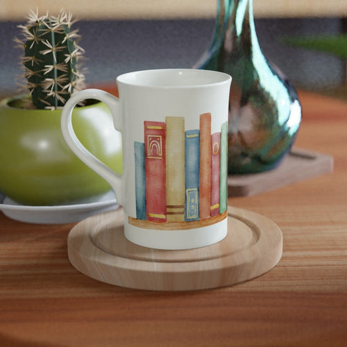 Books - White 10oz Porcelain Slim Mug Porcelain Mug Globally Fulfilled Reading
