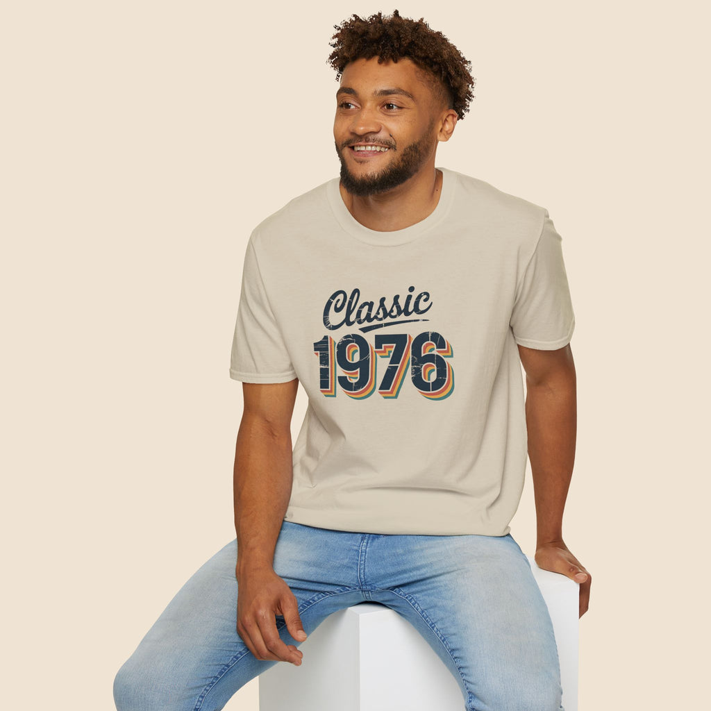 Turning 50, Classic 1976 Unisex Softstyle T-Shirt Sand T-Shirt Australian Printer Birthday