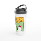 Rise And Shine, Rooster Morning - White 15oz Stainless Steel Travel Mug Travel Mug animal Globally Fulfilled