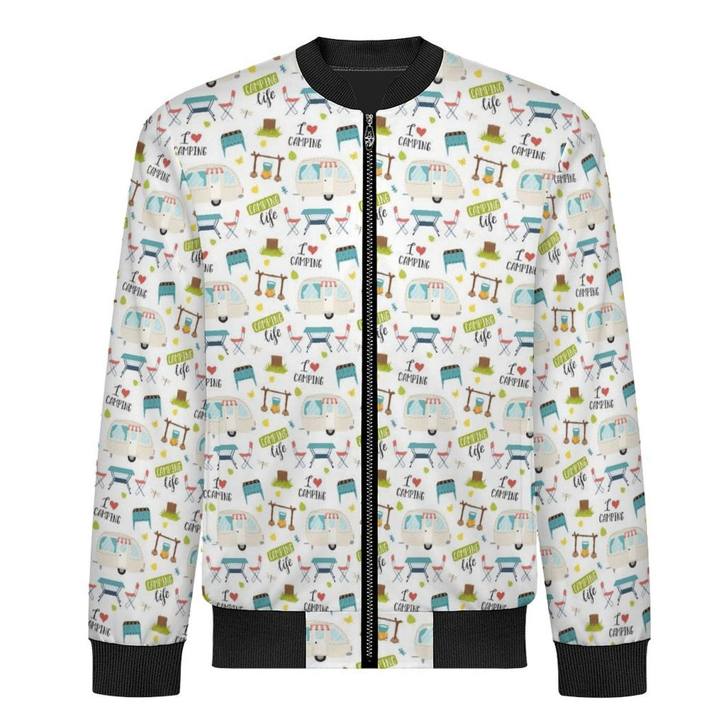 Camping Life Men's Casual Zip‑Up Bomber Jacket