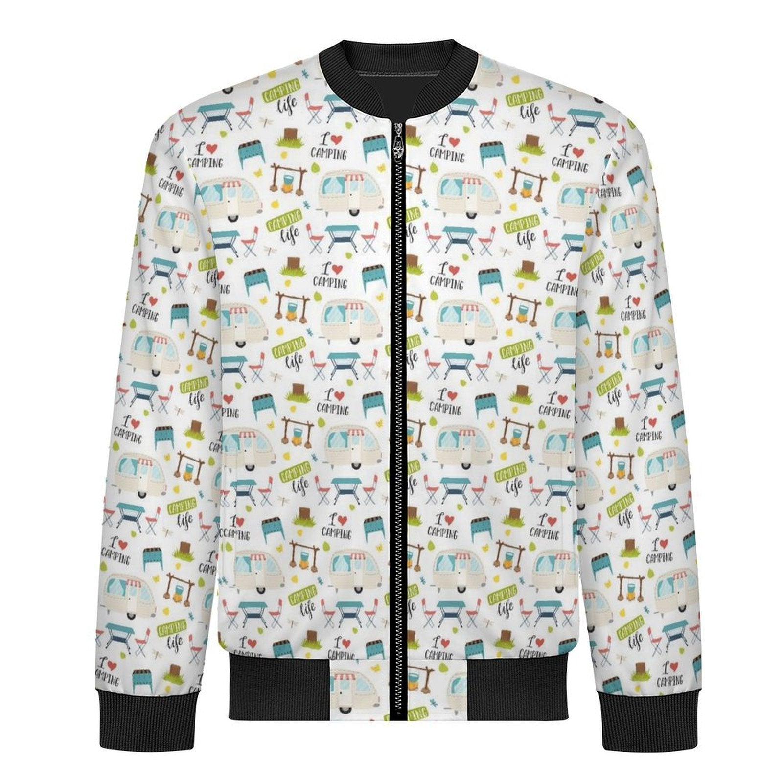 Camping Life Men's Casual Zip‑Up Bomber Jacket