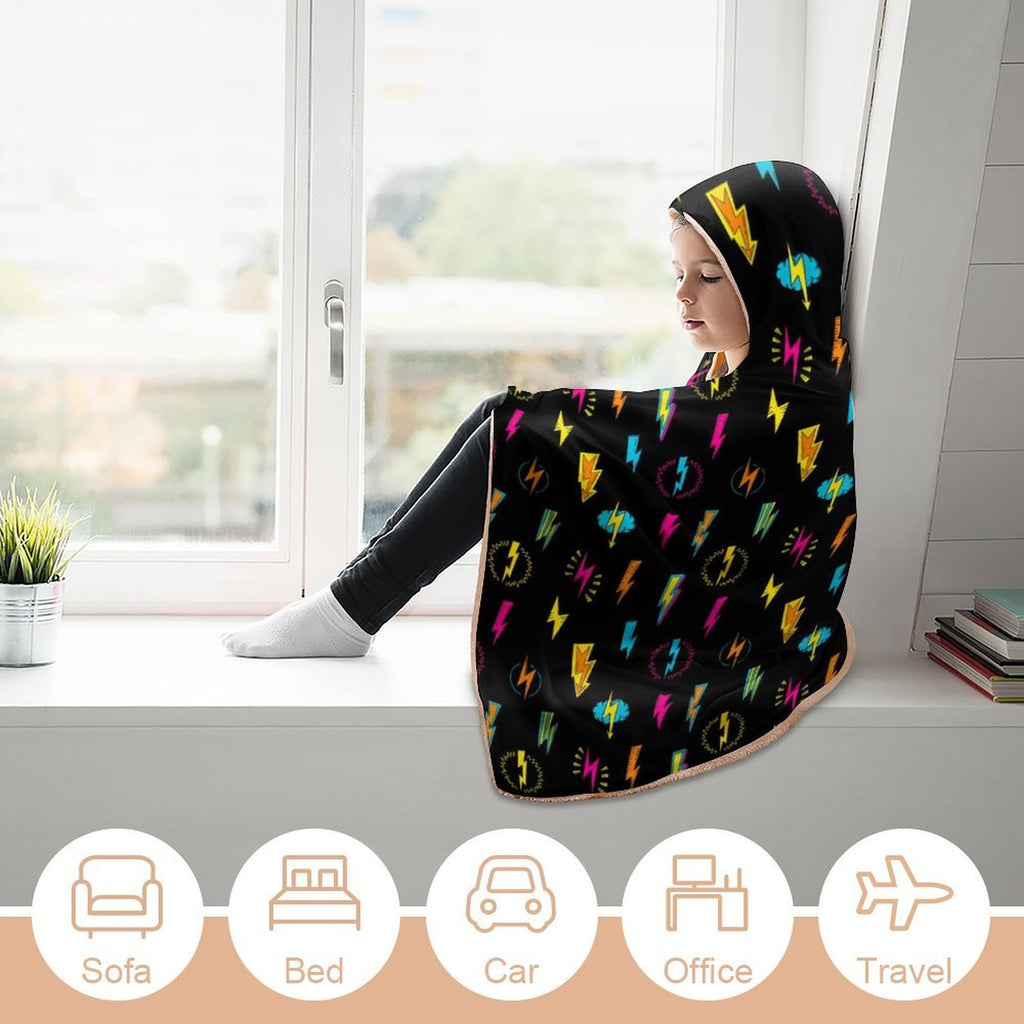 Fun Lightning, Comic Book Kids Hooded Blanket 100cm x 130cm Kids Hooded Blanket comic Printed Offshore