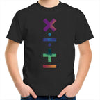 Maths Symbols - Kids Youth T-Shirt Black Kids Youth T-shirt Maths Printed In Australia