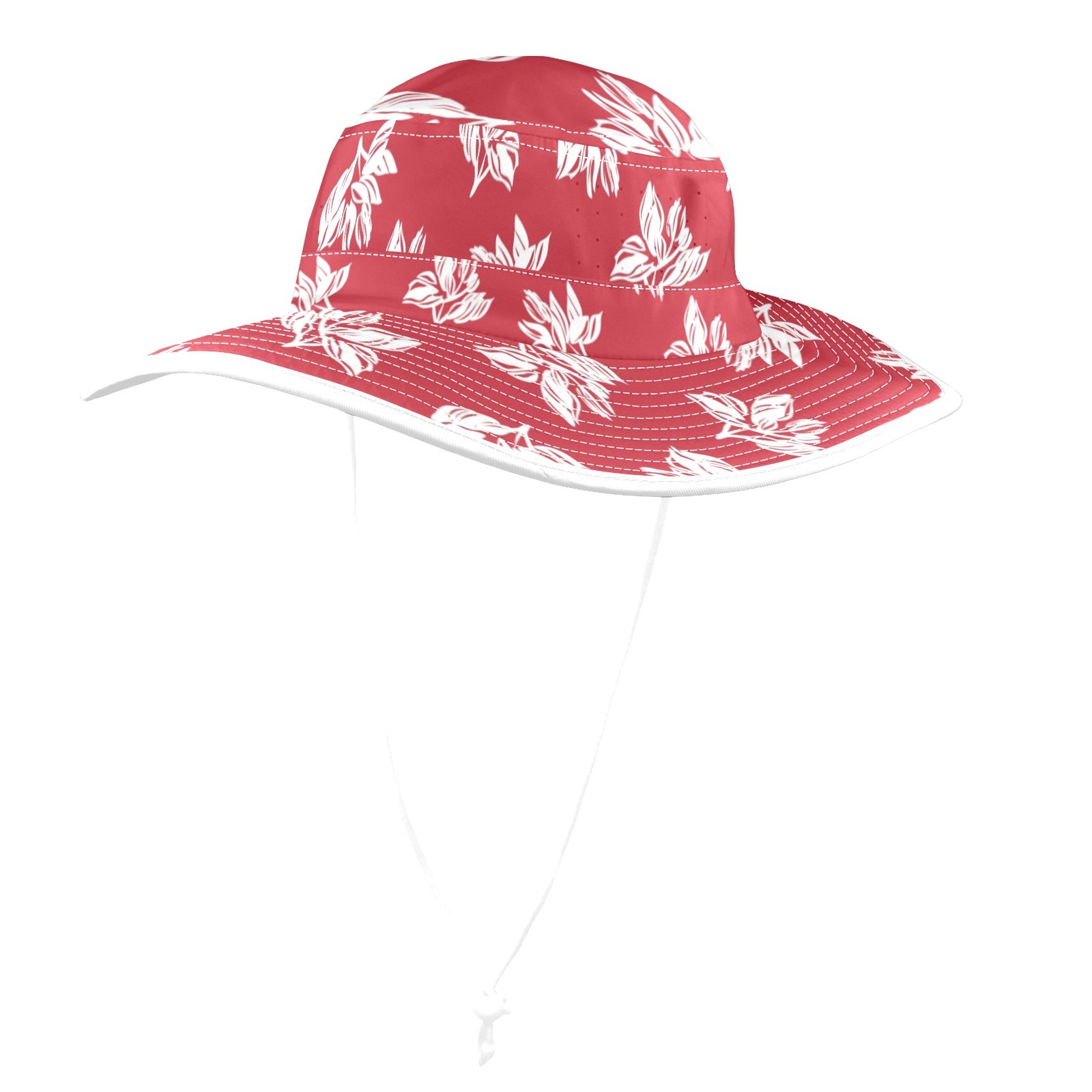 Red Retro Foliage Wide Brim Bucket Hat Wide Brim Bucket Hat Printed Offshore Retro