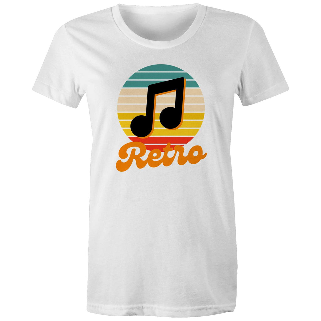 Retro Music - Womens T-shirt White Womens T-shirt Music Printed In Australia Retro