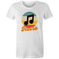 Retro Music - Womens T-shirt White Womens T-shirt Music Printed In Australia Retro