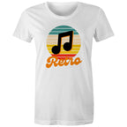 Retro Music - Womens T-shirt White Womens T-shirt Music Printed In Australia Retro