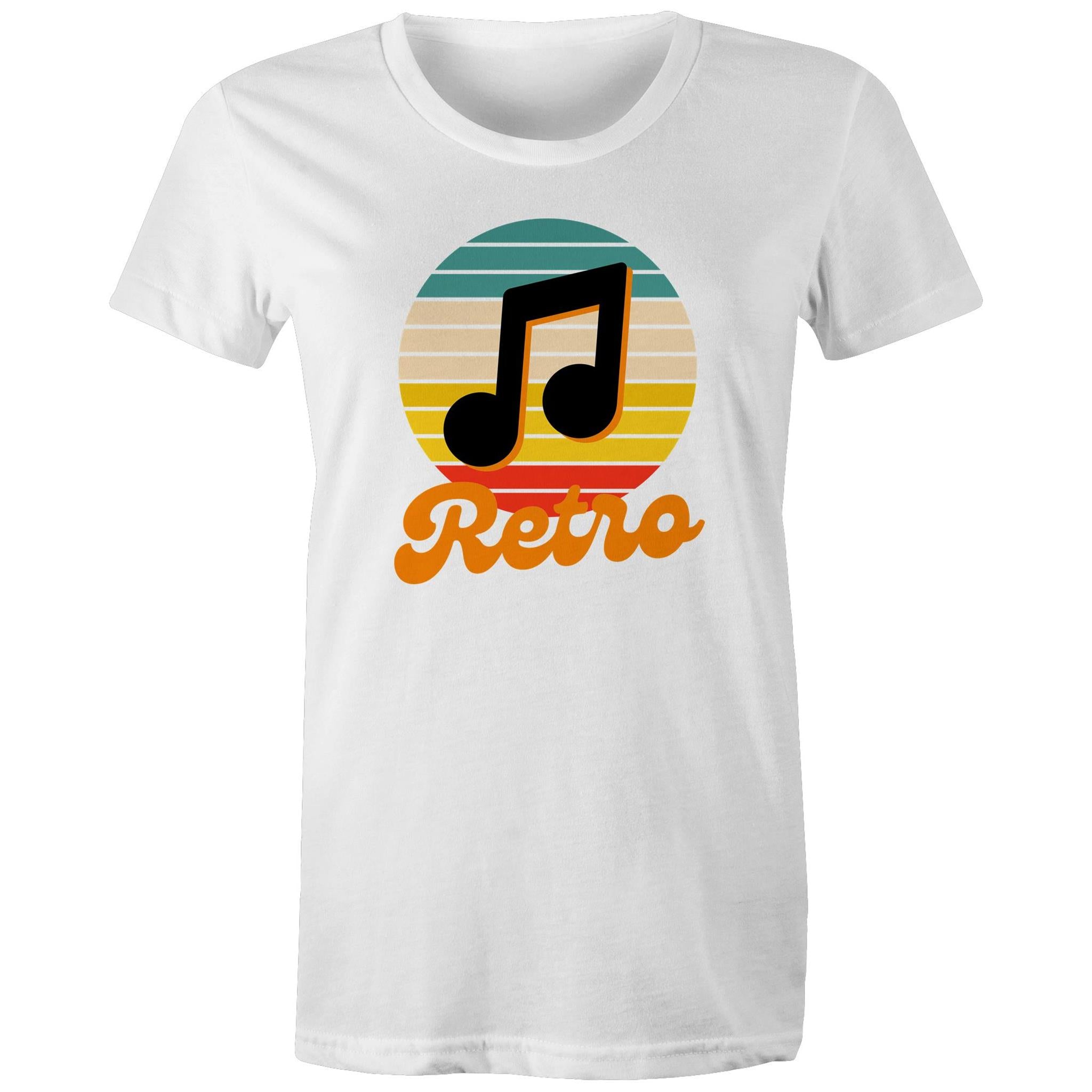 Retro Music - Womens T-shirt White Womens T-shirt Music Printed In Australia Retro