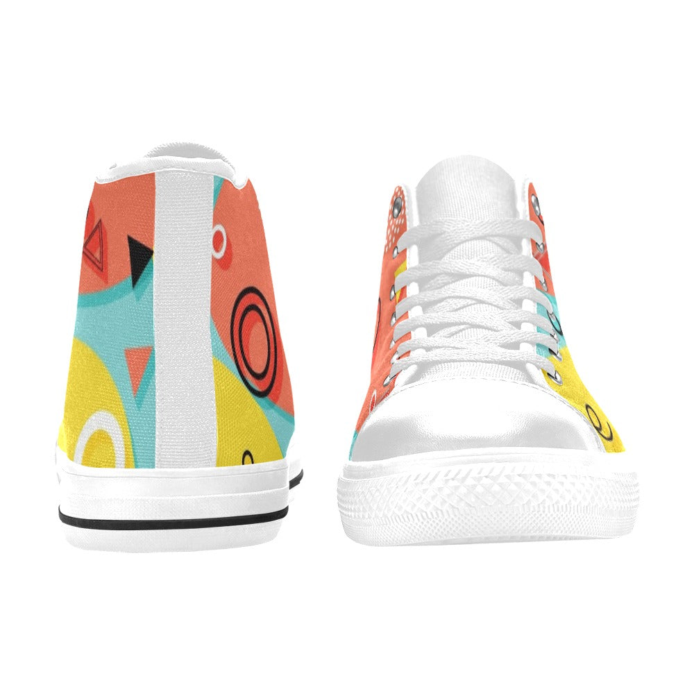 Abstract 80's Women's High Top Canvas Shoes Womens Classic High Top Shoes Printed Offshore Retro