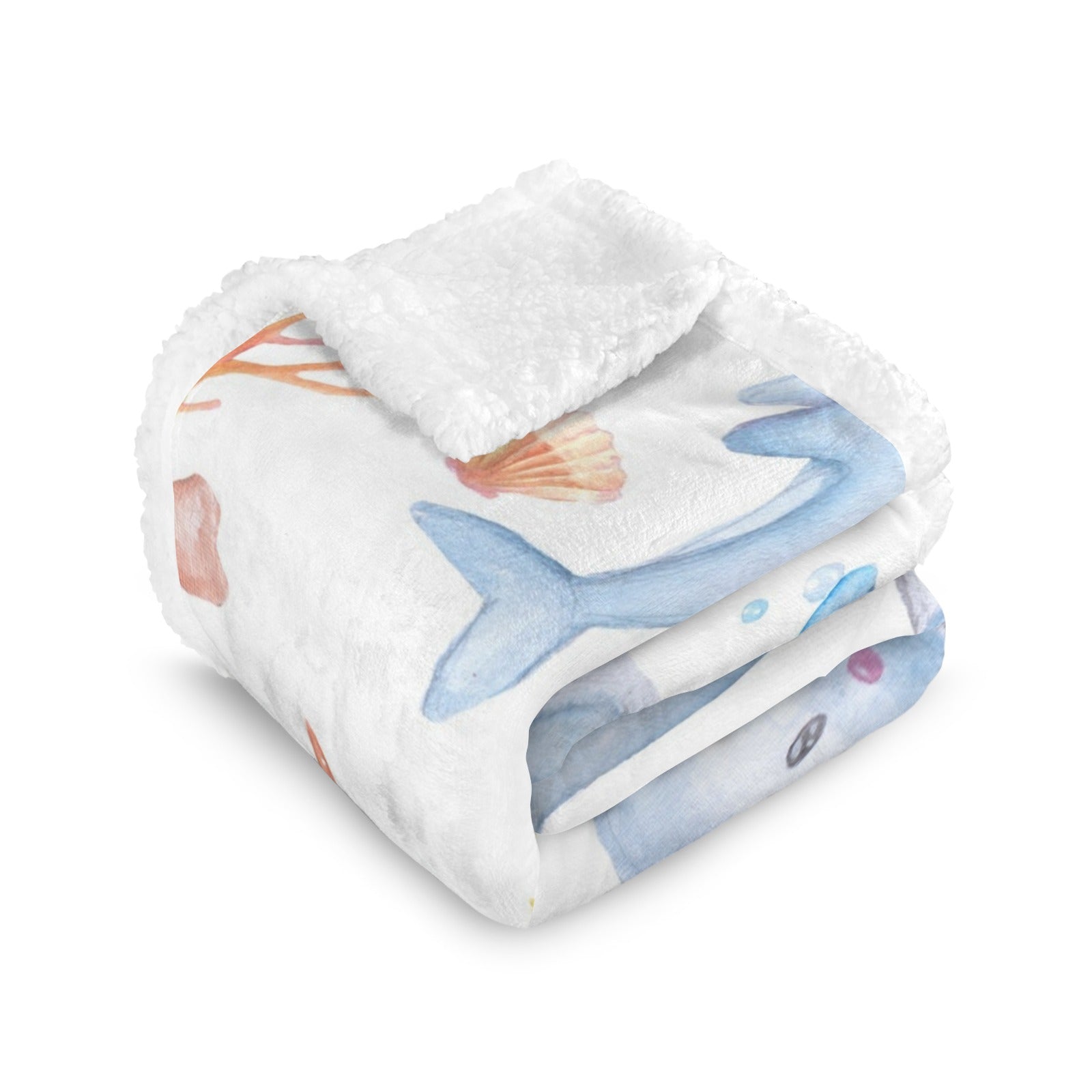 Whale, Under The Sea - Double-Layer Fleece Blanket 51"x59"