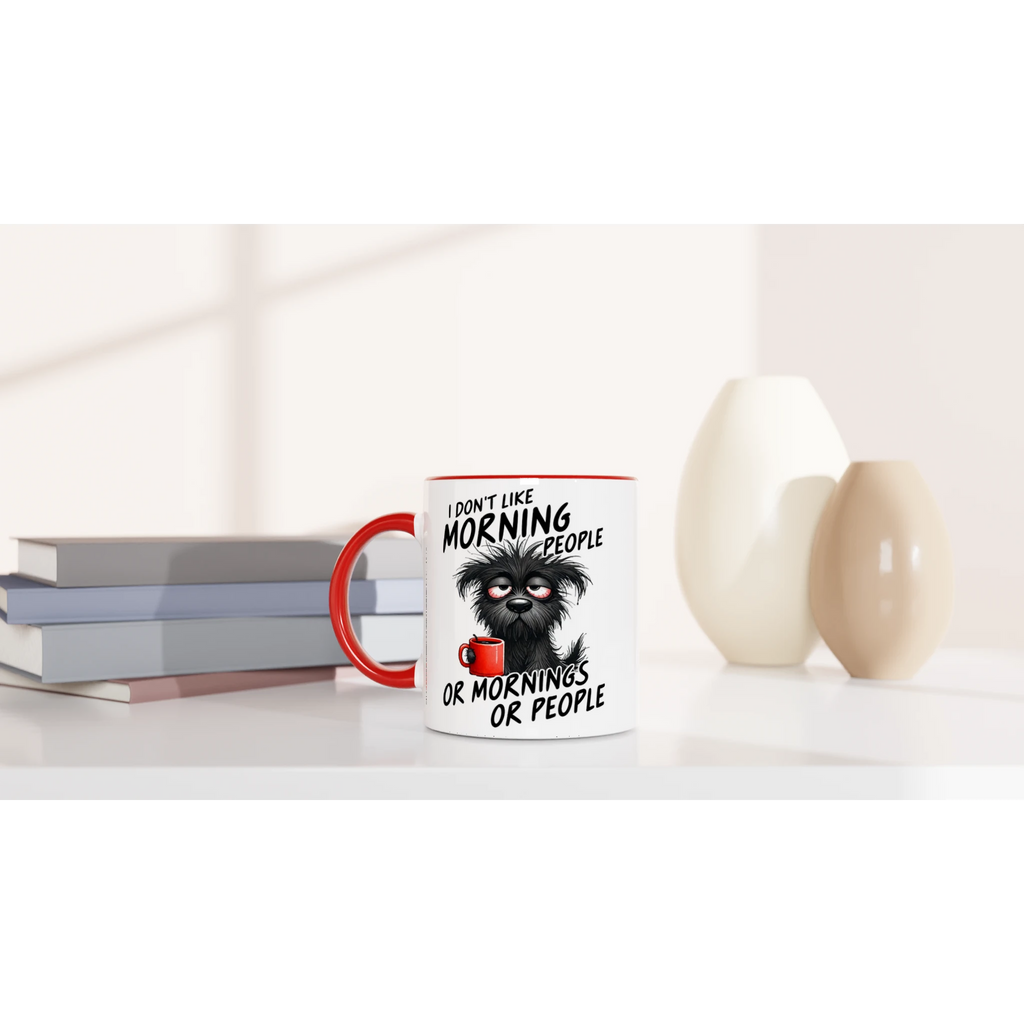 I Don't Like Morning People, Dog - White 11oz Ceramic Mug with Colour Inside Colour 11oz Mug animal Globally Fulfilled