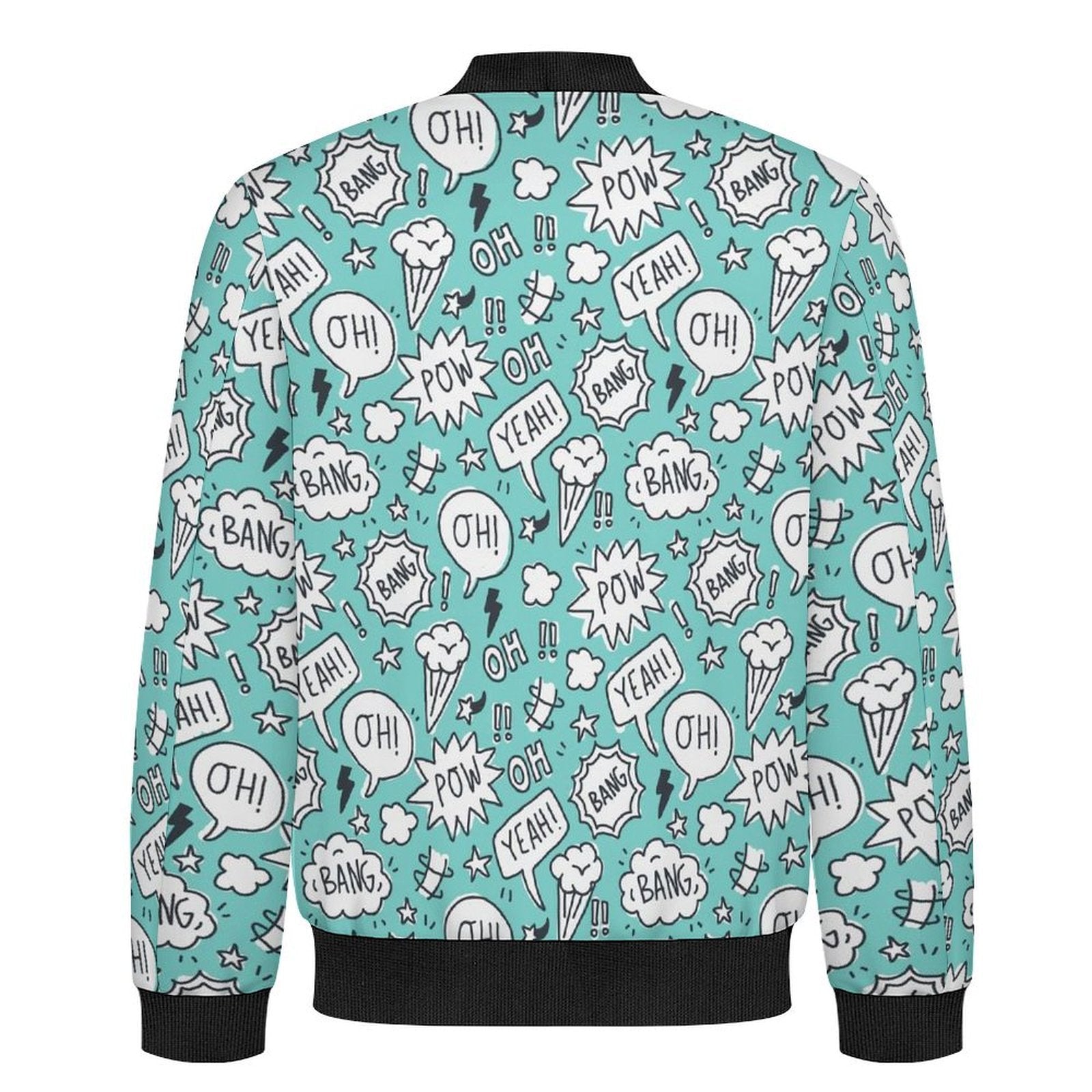 Comic Book Speech Bubbles Men's Casual Zip‑Up Bomber Jacket