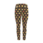 Round Pizzas On Black Women's High Waist Pockets Yoga Leggings Women's High Waist Pockets Yoga Leggings Food Printed Offshore