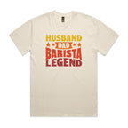Husband, Dad, Barista, Legend AS Colour Heavy Faded Tee Unisex Faded ecru Heavy Faded T-shirt Coffee Dad Printed In Australia