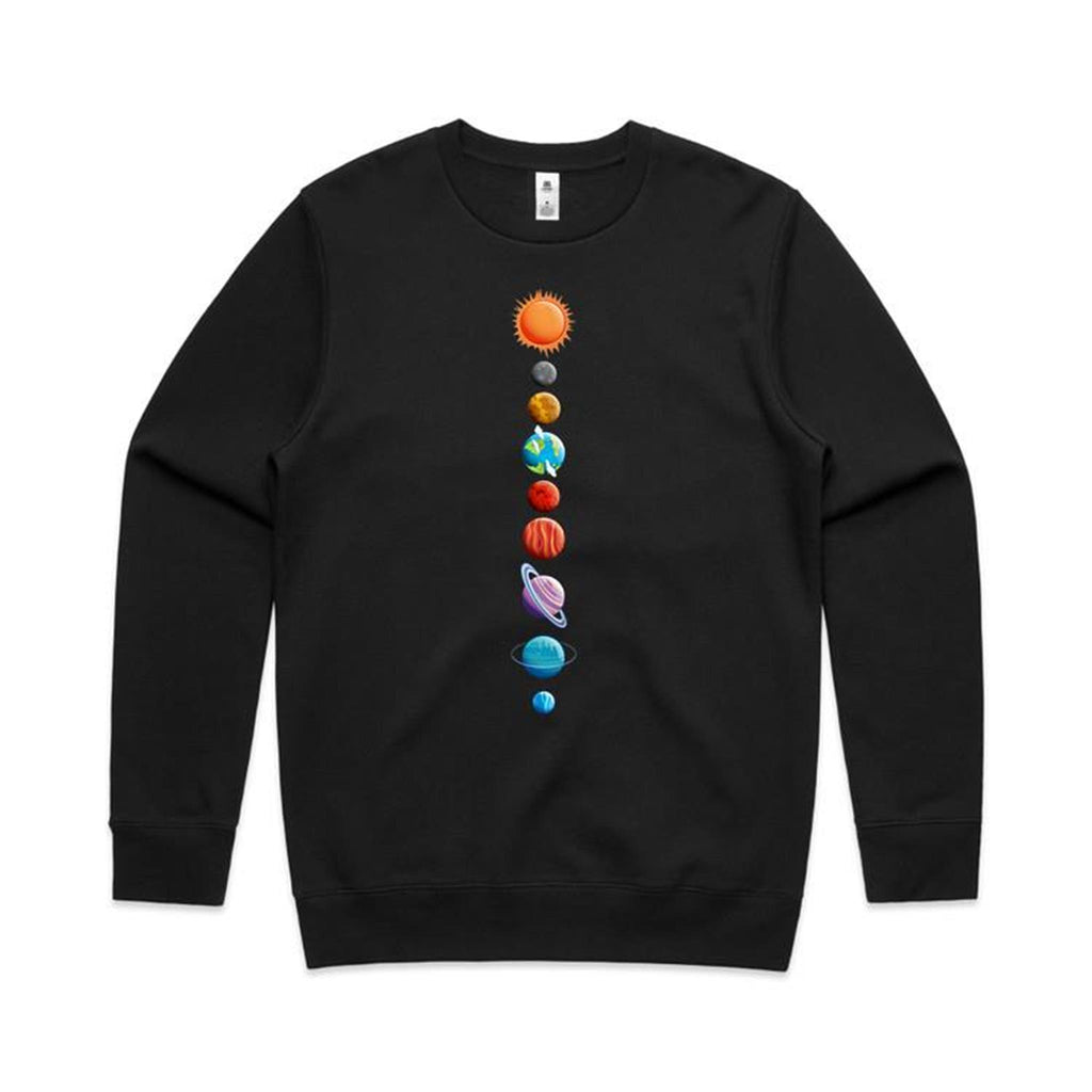 SweatshirtSolar System - AS Colour Stencil Crew Black Sweatshirt Printed In Australia Space